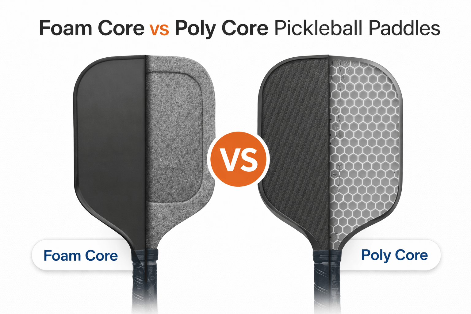 Foam Core vs Poly Core Pickleball Paddle Diagram