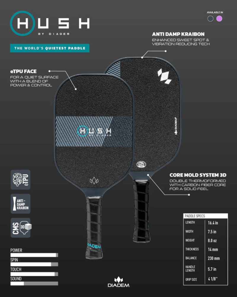 Diadem Hush Pickleball Paddle Specifications