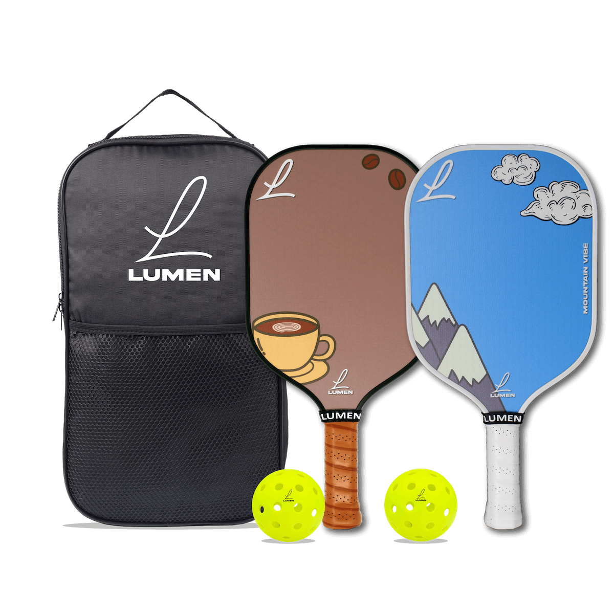 Mountain Vibe and Coffee Vibe Pickleball Paddle Set