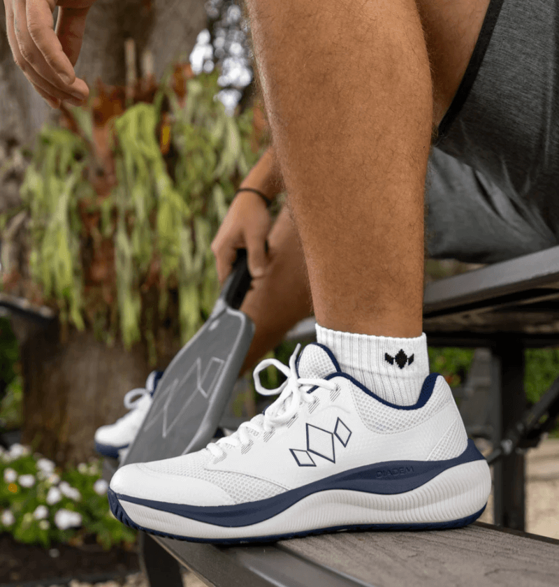 Pickleball player with Diadem Court FLO pickleball shoes