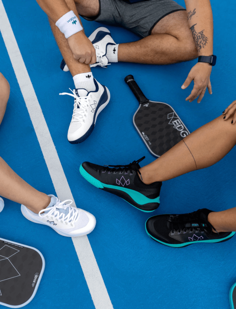 Pickleball players with Diadem Court FLO pickleball shoes