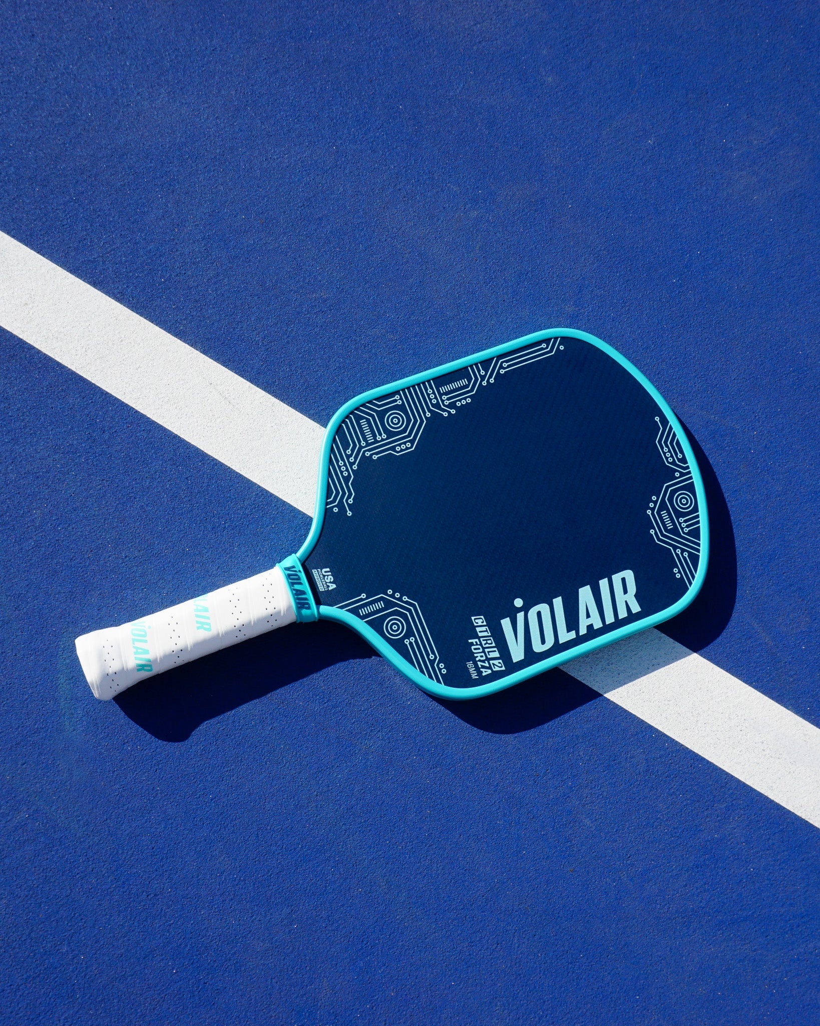 Volair CTRL 2 Forza Blue 16mm Pickleball Paddle on court