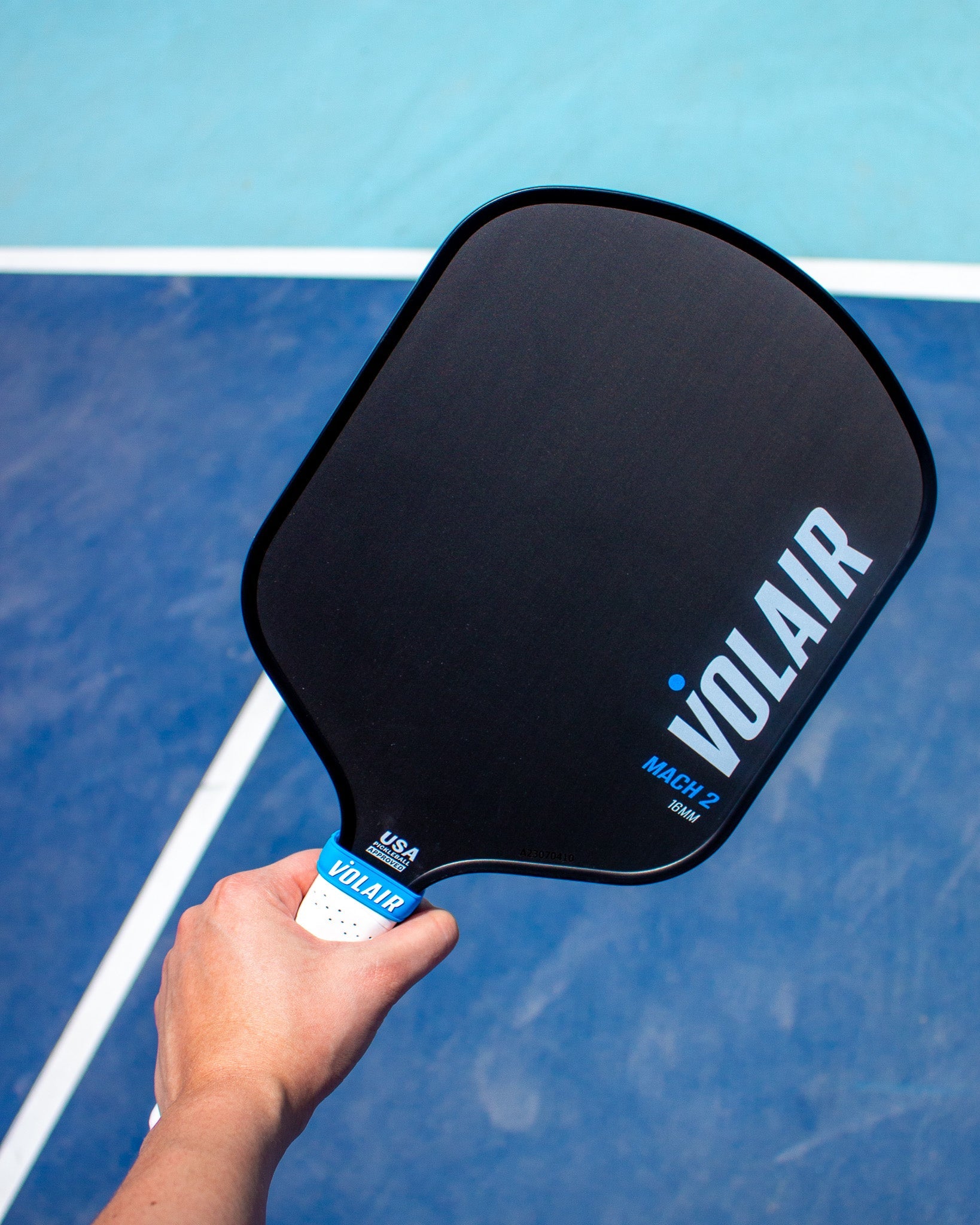 Volair Mach2 16mm Pickleball Paddle in hand