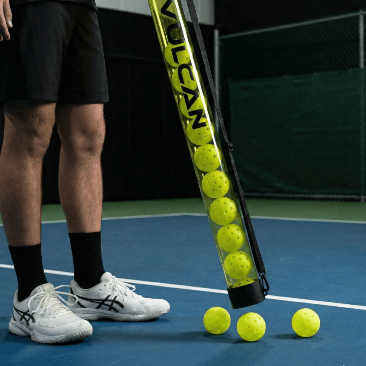 Vulcan Pickleball Retriever Tube on court
