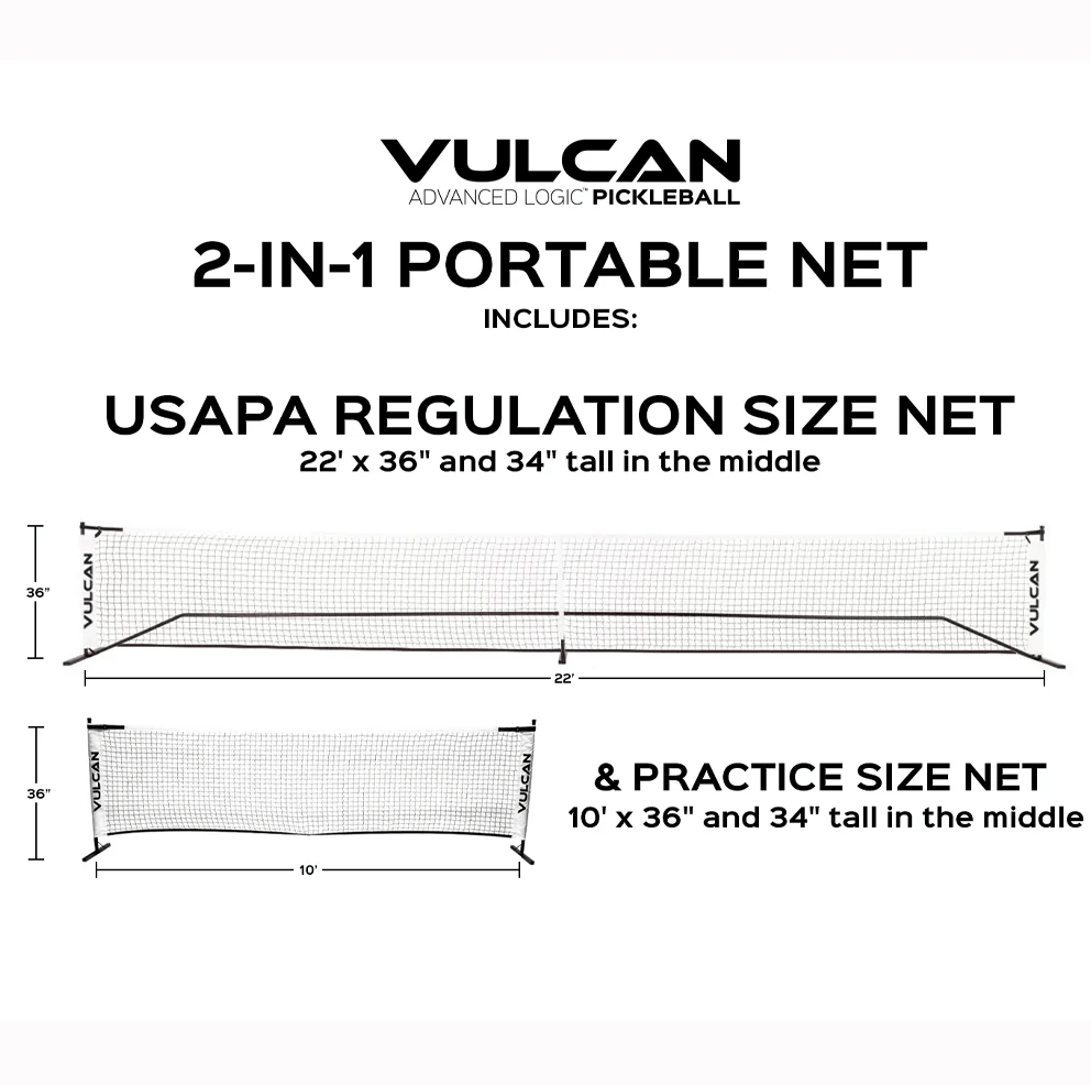Vulcan 2-in-1 Portable Pickleball Net System