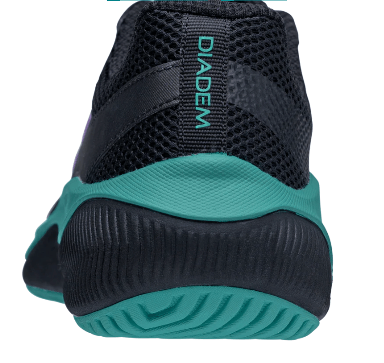 Black/Teal Diadem Court FLO pickleball shoes - back