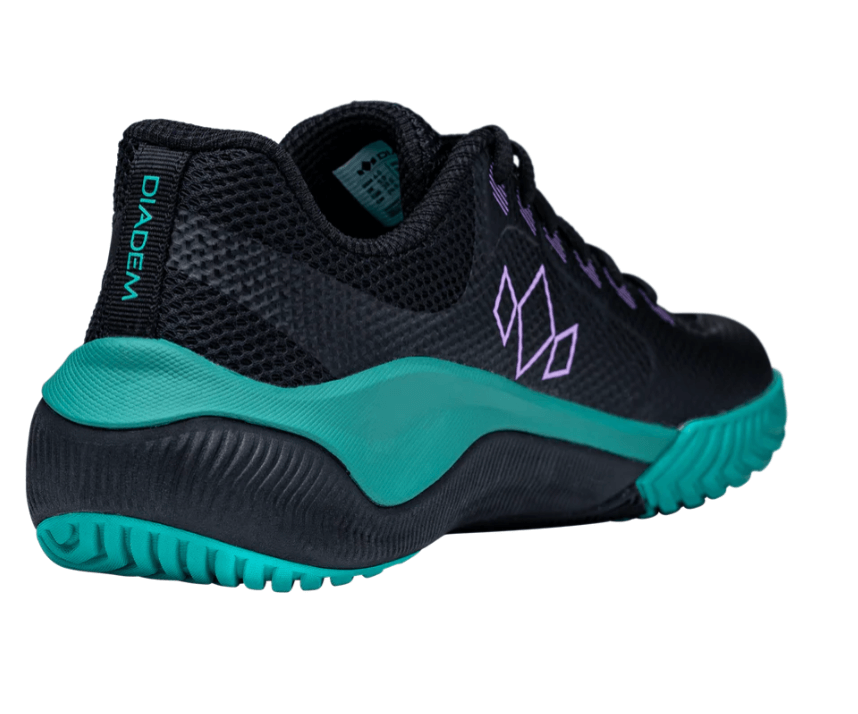 Black/Teal Diadem Court FLO pickleball shoes - backside