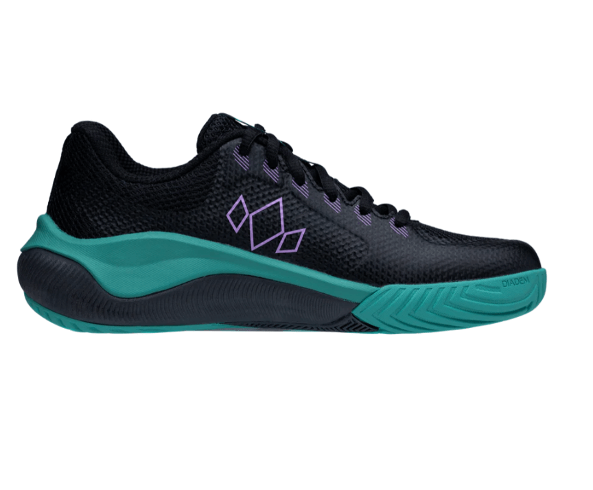 Black/Teal Diadem Court FLO pickleball shoes - side