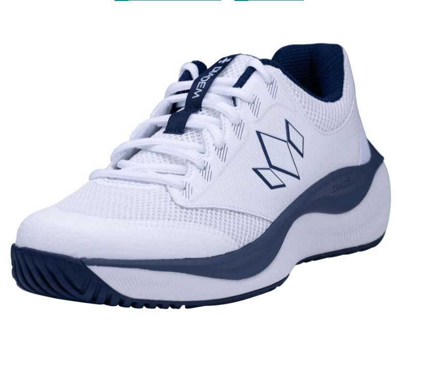 White/Navy Diadem Court FLO pickleball shoes - frontside