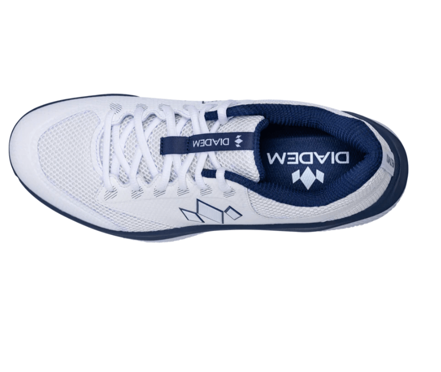 White/Navy Diadem Court FLO pickleball shoes - top