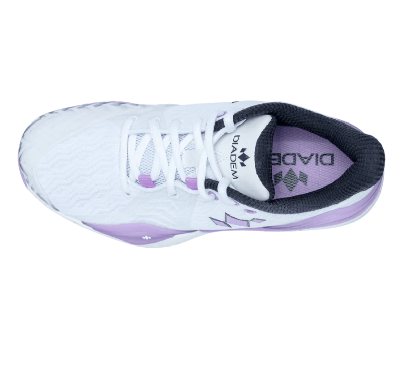 White/Purple Diadem Court Burst Pickleball Shoes - top