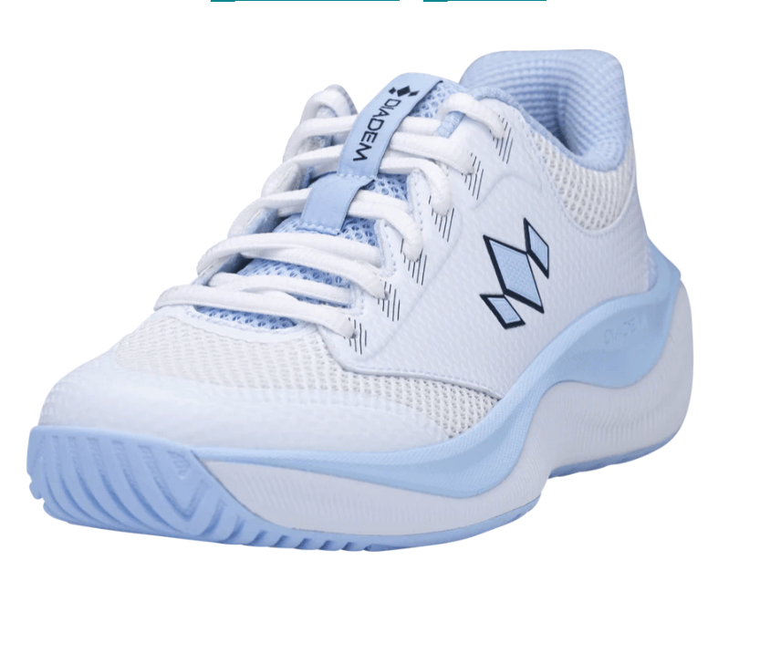 White/Sky Diadem Court FLO pickleball shoes - frontside