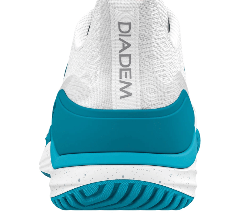 White/Teal Diadem Court Burst Pickleball Shoes - back