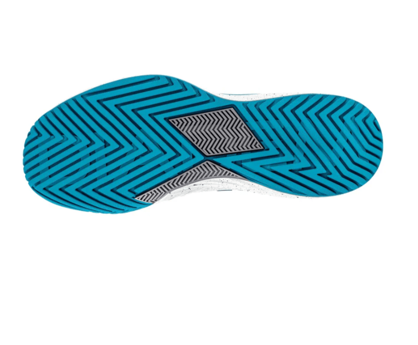 White/Teal Diadem Court Burst Pickleball Shoes - bottom