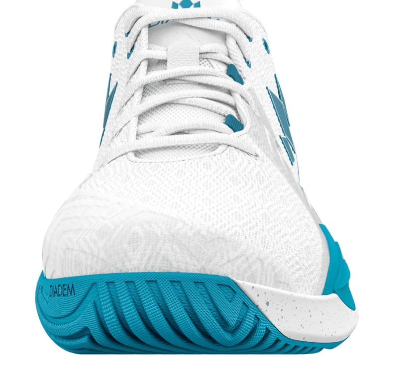 White/Teal Diadem Court Burst Pickleball Shoes - front