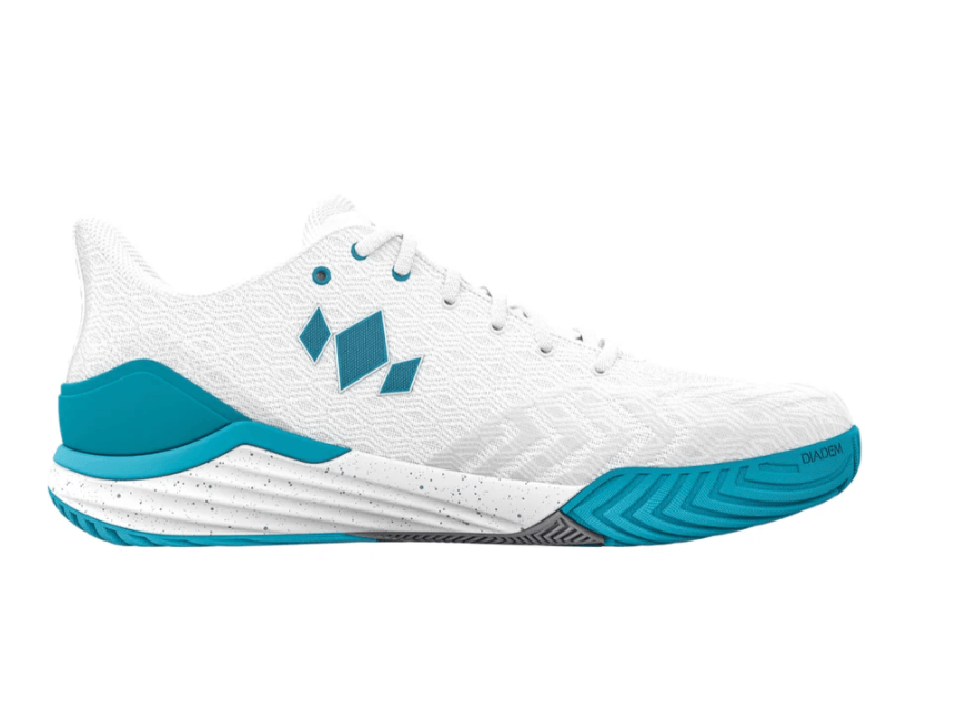 White/Teal Diadem Court Burst Pickleball Shoes - side