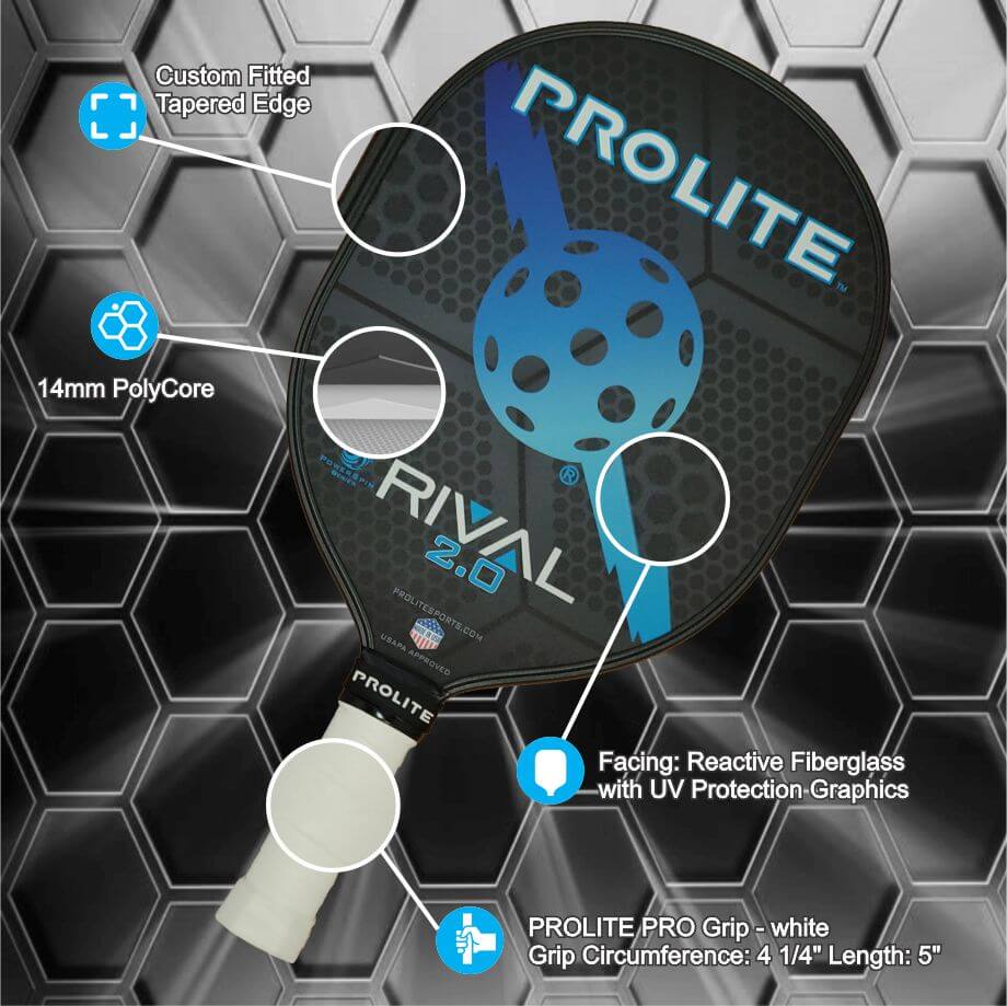 prolite rival powerspin 2.0 pickleball paddle - materials