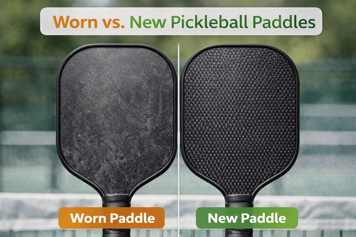 New vs worn pickleball paddle comparison