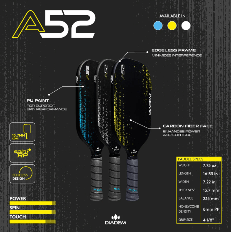 Diadem A52 Pickleball Paddle Specifications