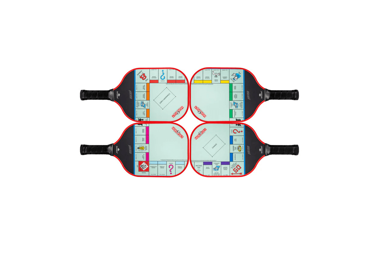 4 Monopoly Pickleball Paddles making a full board