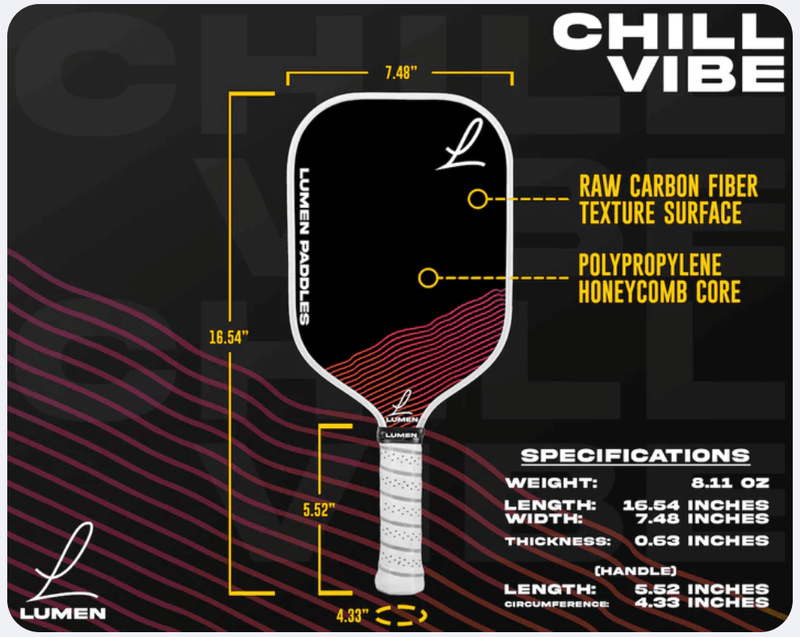 Lumen Paddles Chill Vibe Pickleball Paddle specifications