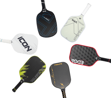Pickleball paddle collection graphic featuring paddle from top brands