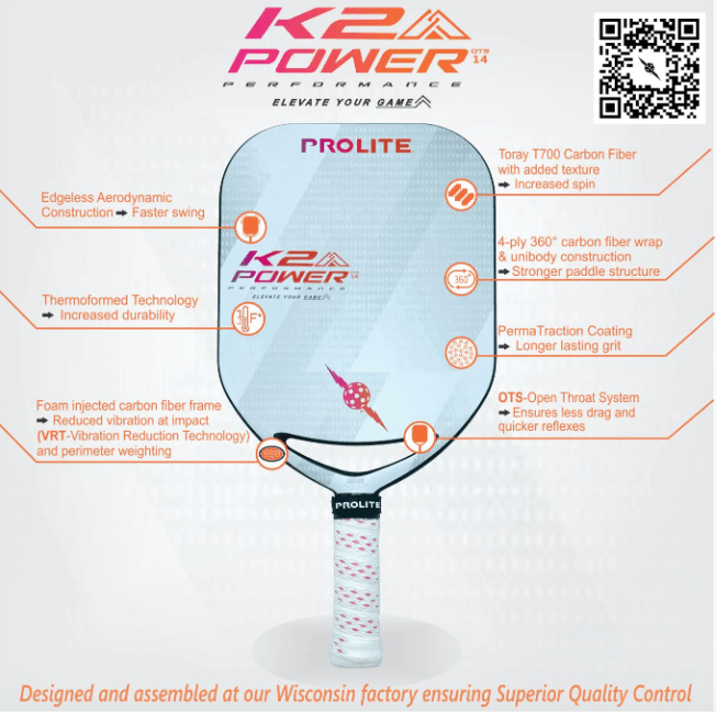 Prolite K2 Power Pickleball Paddle Highlights