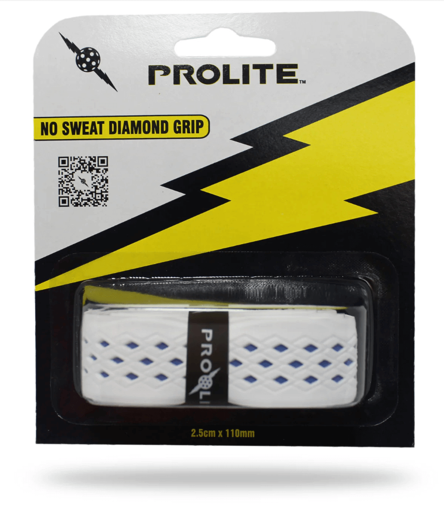 White and blue Prolite No Sweat Pickleball Grip