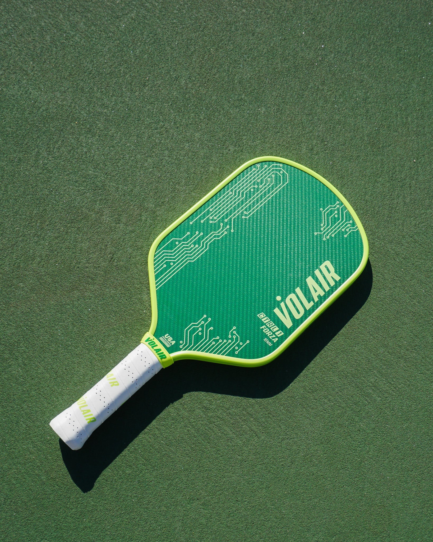 Volair CTRL 1 Forza 16mm green pickleball paddle on court