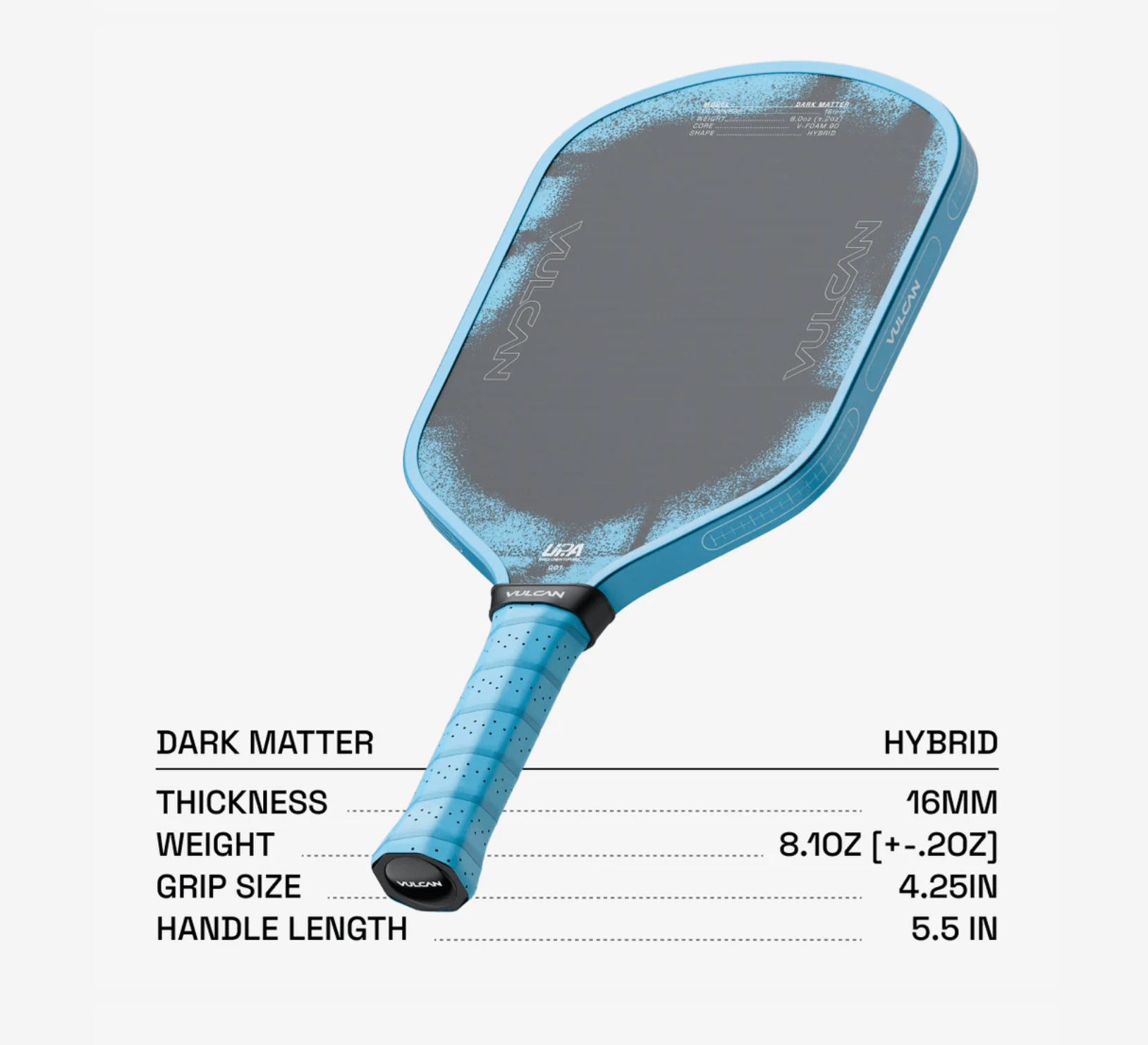 Vulcan Ch 1 Dark Matter Hybrid 16mm Pickleball Paddle specs