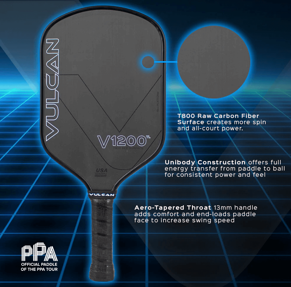 Vulcan V1200TL Pickleball Paddle Specifications