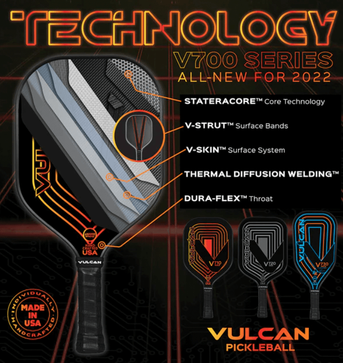 Vulcan V720 Max Pickleball Paddle Specifications.