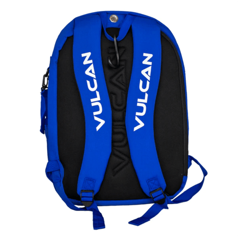 Back side of Vulcan VTOUR Pickeball Backpack - Blue