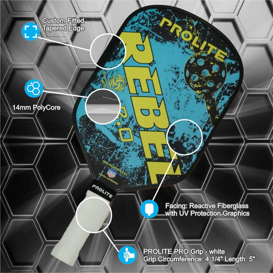 Prolite rebel powerspin 2.0 pickleball paddle- materials