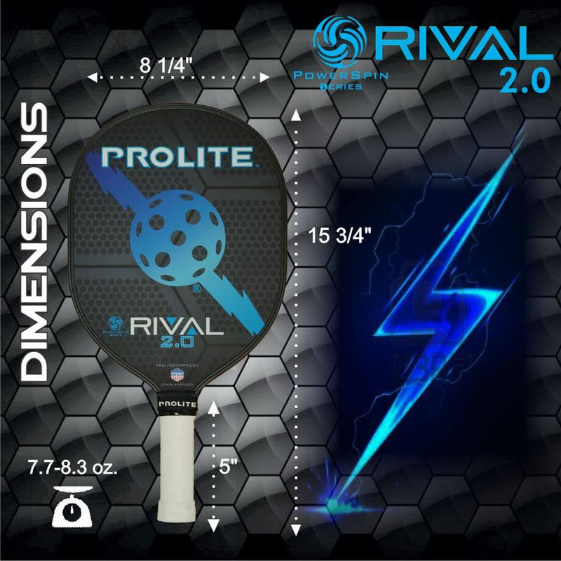 prolite rival powerspin 2.0 pickleball paddle - specs
